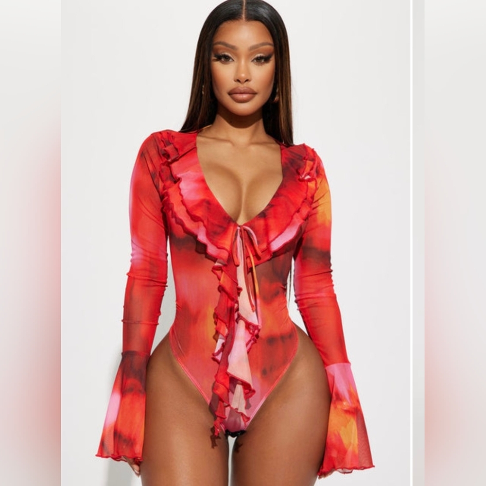 NWT Fashion Nova Call Me senerita Bodysuit L Whimsical Whimsigoth Sexy #7800